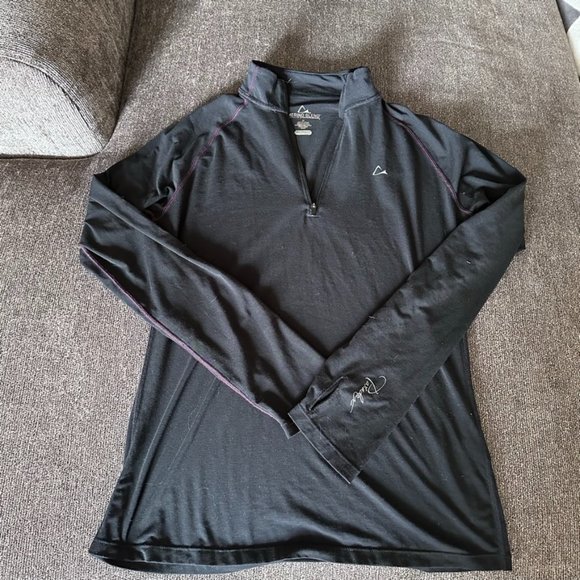 Paradox Tops Paradox Quarter Zip Womens Medium Black Merino Wool